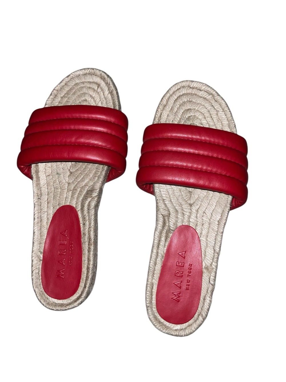 Marea New York Padded Espadrille Leather Red Sandals size 39/8.5